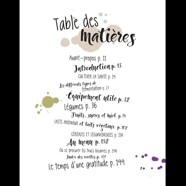 Révolution Fermentation - livre table des matières